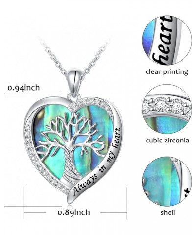 Tree of Life Necklace 925 Sterling Silver Heart Tree of Life Pendant Abalone Shell Tree Necklaces Jewelry for Women Wife Mom ...