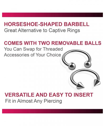 2pcs 16g Horseshoe Earrings Titanium G23 Snake Bite Eyebrow Septum Lip Tragus Ear Cartilage Helix Ring B2CCP Pick Size 5/16 i...