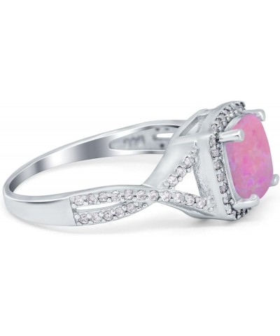 Halo Infinity Shank Engagement Ring Cushion Created Round Cubic Zirconia 925 Sterling Silver Choose Color Lab Pink Opal $17.1...