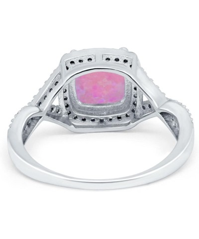 Halo Infinity Shank Engagement Ring Cushion Created Round Cubic Zirconia 925 Sterling Silver Choose Color Lab Pink Opal $17.1...