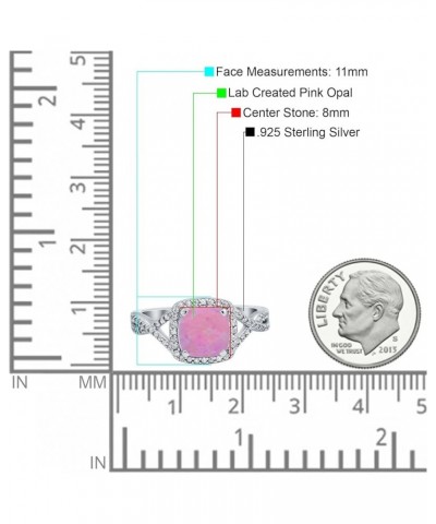 Halo Infinity Shank Engagement Ring Cushion Created Round Cubic Zirconia 925 Sterling Silver Choose Color Lab Pink Opal $17.1...