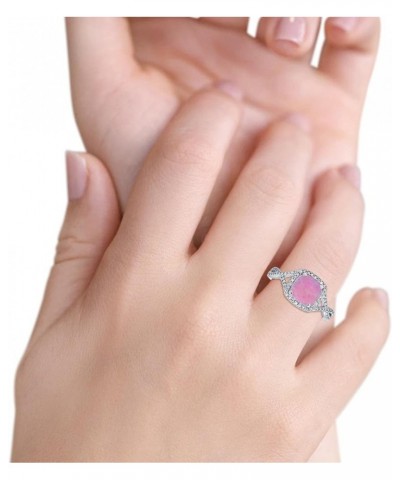 Halo Infinity Shank Engagement Ring Cushion Created Round Cubic Zirconia 925 Sterling Silver Choose Color Lab Pink Opal $17.1...