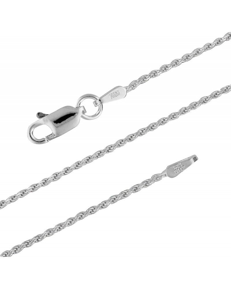 Sterling Silver Necklace – 1.1mm Diamond-Cut Rope Chain Necklace – Premium Italian Made Silver Jewelry – Elegant Silver Neckl...