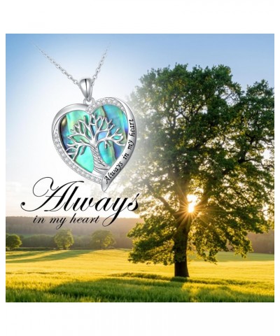 Tree of Life Necklace 925 Sterling Silver Heart Tree of Life Pendant Abalone Shell Tree Necklaces Jewelry for Women Wife Mom ...