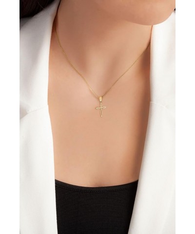 Solid Dainty Gold Cross Pendant in 10k or 14k, Religious Jewelry for Christening 10k gold $19.47 Pendants