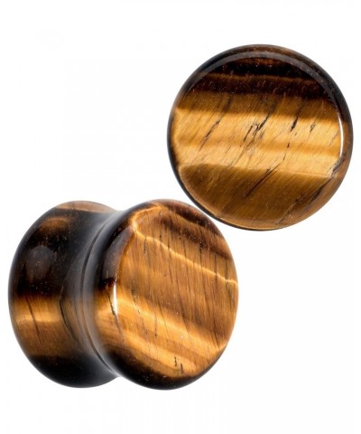 Womens 2Pc Natural Solid Tiger Eye Stone Double Flare Plug Ear Plug Gauges Set of 2 13mm (.51") $8.15 Body Jewelry