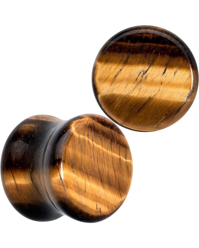 Womens 2Pc Natural Solid Tiger Eye Stone Double Flare Plug Ear Plug Gauges Set of 2 13mm (.51") $8.15 Body Jewelry