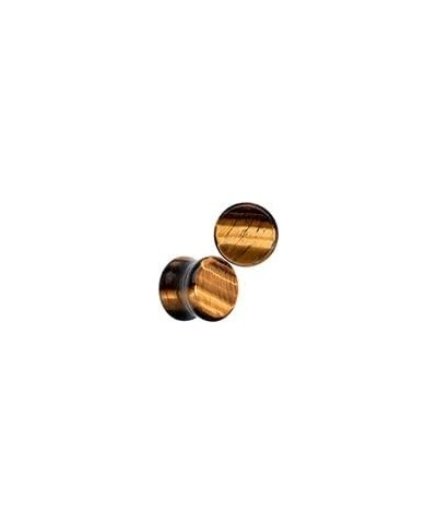 Womens 2Pc Natural Solid Tiger Eye Stone Double Flare Plug Ear Plug Gauges Set of 2 13mm (.51") $8.15 Body Jewelry