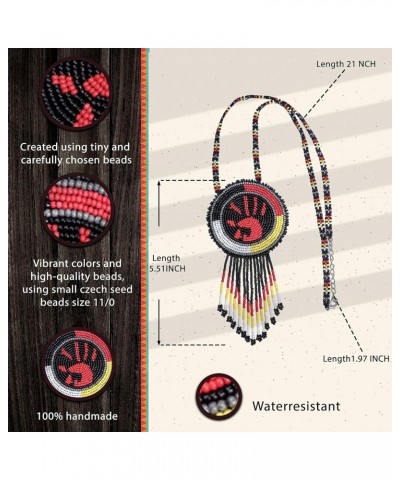 Native American Handmade Premium Necklace For Women, MMIW/Indigenous Women Necklace Pendant Long Beaded Native American Style...