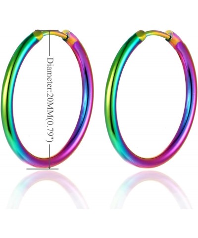 2CM Small Circle Huggie Hinged Hoop Earrings, Oxidized Rainbow Steel Womens, Classic Hoop $7.64 Earrings