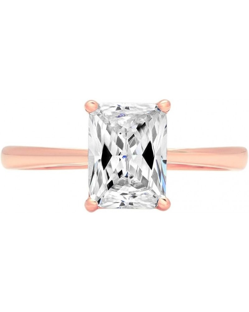 2.0 ct Emerald Cut Solitaire Stunning Lab Created White Sapphire Engagement Bridal Promise Anniversary Ring 14k Rose Gold $12...