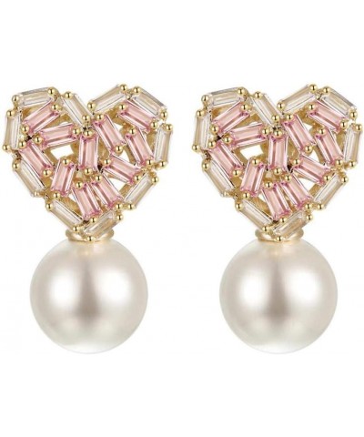 Snowflake Heart Faux Imitation Pearl Earrings For Women Heart $11.00 Earrings