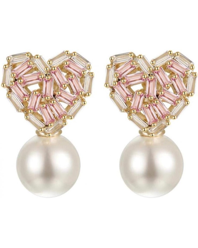 Snowflake Heart Faux Imitation Pearl Earrings For Women Heart $11.00 Earrings