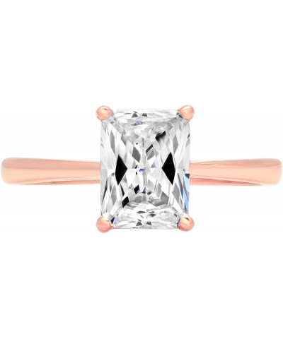 2.0 ct Emerald Cut Solitaire Stunning Lab Created White Sapphire Engagement Bridal Promise Anniversary Ring 14k Rose Gold $12...