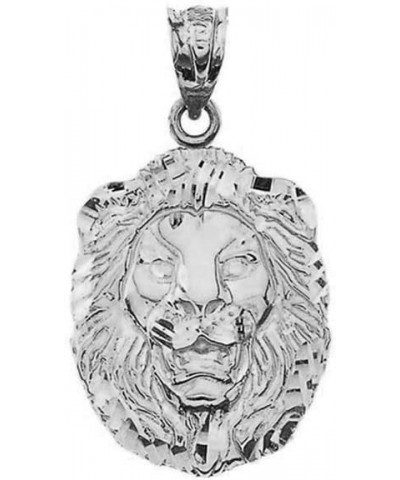 .925 Sterling Silver Sparkle-Cut Lion Head Statement Pendant Charm - Choice of Size (S, M, or L) Small $17.59 Necklaces