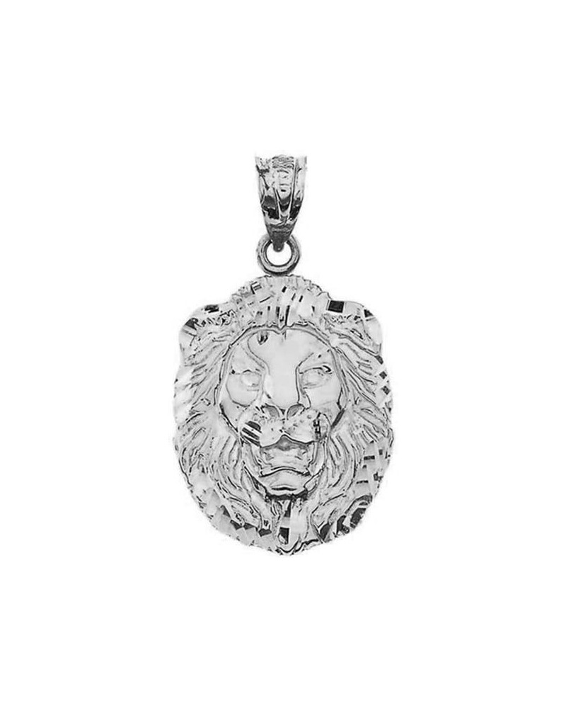 .925 Sterling Silver Sparkle-Cut Lion Head Statement Pendant Charm - Choice of Size (S, M, or L) Small $17.59 Necklaces