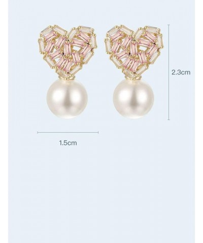 Snowflake Heart Faux Imitation Pearl Earrings For Women Heart $11.00 Earrings