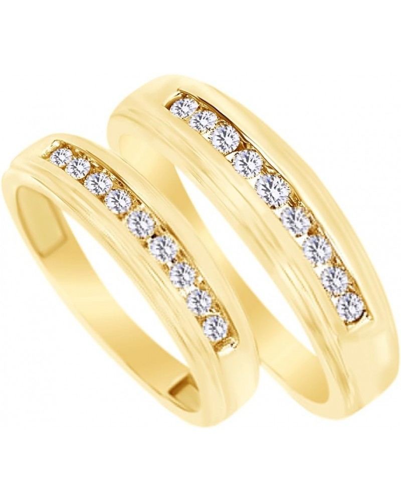 White Natural Diamond His and Hers Wedding Band Ring Set 14K Yellow Gold (0.38 Cttw) Men Size - 10 Women Size - 4 $434.24 Sets