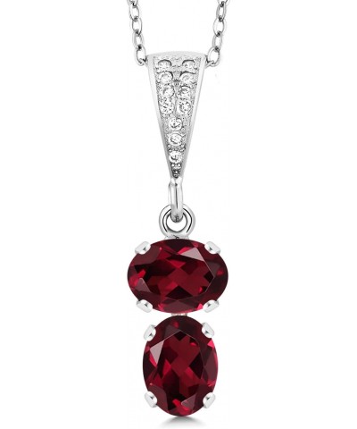 925 Sterling Silver Red Rhodolite Garnet Pendant Necklace For Women (2.77 Cttw, Gemstone January Birthstone, Oval 8x6MM, with...