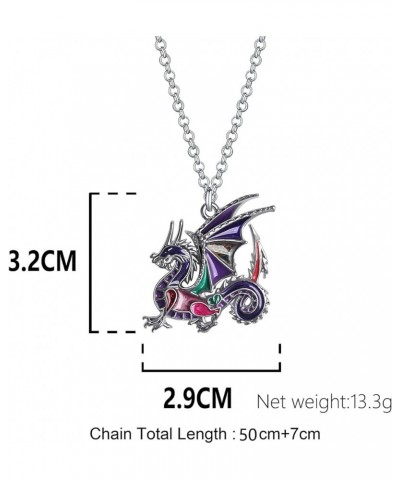 Enamel Dragon Necklace Pendant 20 Inch Chain for Women Girls Jewelry Gifts Purple $9.34 Necklaces