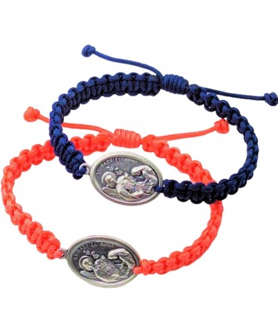 Saint St Gabriel The Archangel Medal Bracelet - Men Women Catholic Gift - Adjustable Cord Navy & Rose $11.25 Bracelets