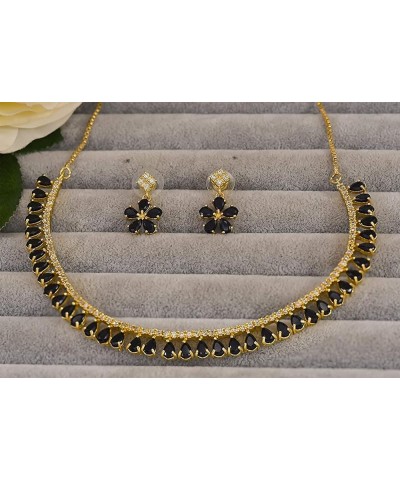 JewarHaat Indian Bollywood Necklace Set AD CZ Elegant Gold Plated Multi Stones Sparkling Crystals Choker with Earrings Fashio...