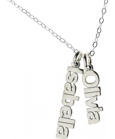 Personalized Double Sidelong Nameplate Sterling Silver Necklace. Customize two charms. Choice of Sterling Silver Chain. Keep ...