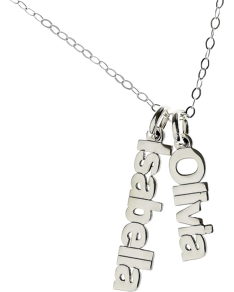 Personalized Double Sidelong Nameplate Sterling Silver Necklace. Customize two charms. Choice of Sterling Silver Chain. Keep ...