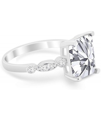 Art Deco Shank Radiant Cut Cubic Zirconia Accent 925 Sterling Silver Wedding Engagement Ring Simulated Cubic Zirconia $11.18 ...