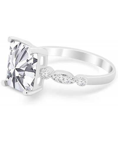 Art Deco Shank Radiant Cut Cubic Zirconia Accent 925 Sterling Silver Wedding Engagement Ring Simulated Cubic Zirconia $11.18 ...