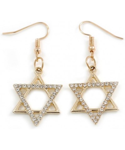 Star of David Crystal Drop Earrings in Gold Tone - 50mm L $14.57 Earrings