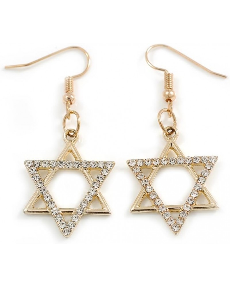 Star of David Crystal Drop Earrings in Gold Tone - 50mm L $14.57 Earrings