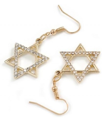 Star of David Crystal Drop Earrings in Gold Tone - 50mm L $14.57 Earrings