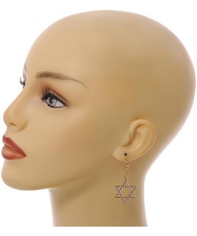 Star of David Crystal Drop Earrings in Gold Tone - 50mm L $14.57 Earrings