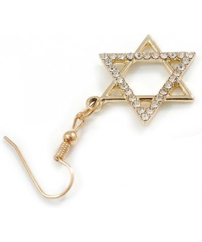 Star of David Crystal Drop Earrings in Gold Tone - 50mm L $14.57 Earrings