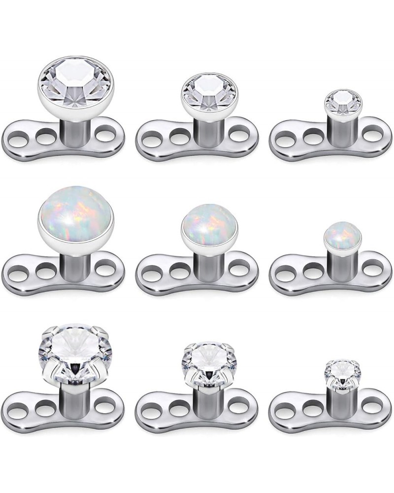 14G G23 Titanium Dermal Piercing Jewelry Opal CZ Dermal Tops Hypoallergenic Dermal Base Microdermal Piercing Body Jewelry Der...