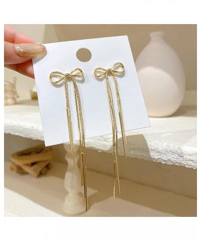 Gold Bow Earrings for Women Girls Cute Knot Bow Statement Earrings Stud Dangling Wedding Prom Party Jewelry Christmas Gifts G...