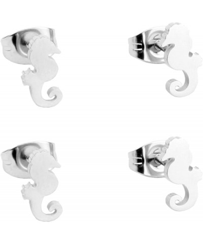 Dainty Seahorse Stud Earrings 2 Pairs Stainless Steel Sea Life Earrings for Women Girls Seahorse Stud Earrings $6.48 Earrings