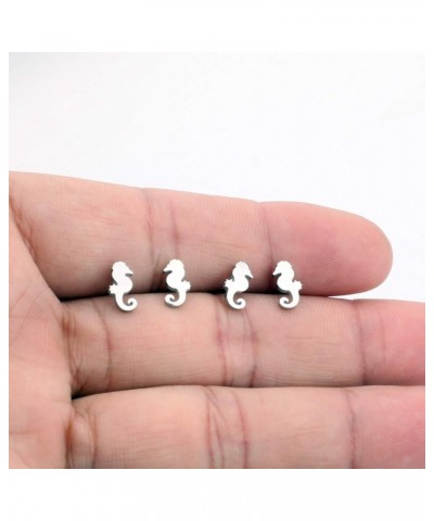 Dainty Seahorse Stud Earrings 2 Pairs Stainless Steel Sea Life Earrings for Women Girls Seahorse Stud Earrings $6.48 Earrings