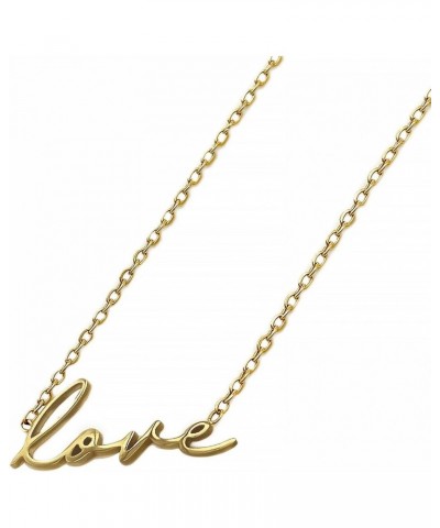 Boho Chic Love Script Necklace for Everyday Use, Stainless Steel 14k Gold Plated, 16 Inch Long Chain with a 2 Inch Extension ...