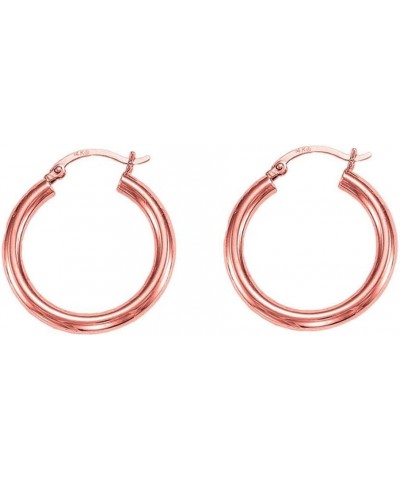 14k REAL Yellow or White or Rose/Pink Gold 3MM Thickness Classic Polished Round Tube Hoop Earrings with Snap Post Closure For...