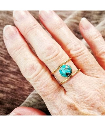 Natural Gem Women's Ring 14k Gold Plated Filled Oval Cut turquoise Natural Bohemian Jewelry Handmade Personalized Simple Ring...