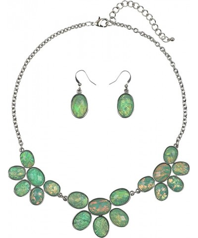 Shiny Contrast Color bib Necklace with Earrings Green $8.84 Jewelry Sets