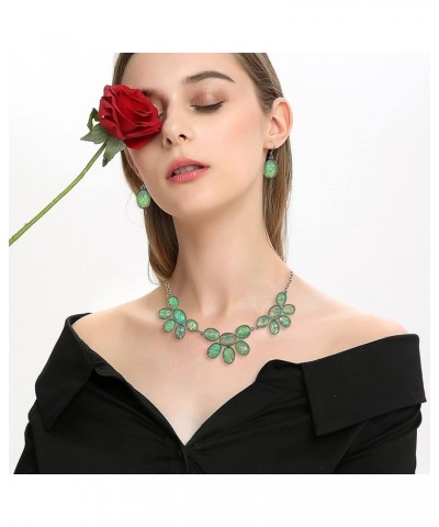 Shiny Contrast Color bib Necklace with Earrings Green $8.84 Jewelry Sets