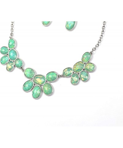 Shiny Contrast Color bib Necklace with Earrings Green $8.84 Jewelry Sets