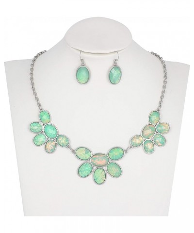 Shiny Contrast Color bib Necklace with Earrings Green $8.84 Jewelry Sets