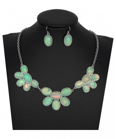 Shiny Contrast Color bib Necklace with Earrings Green $8.84 Jewelry Sets