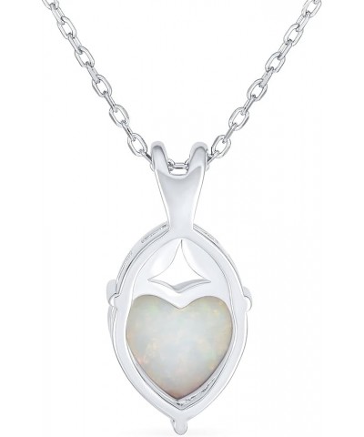 Romantic Bridal Danity Opulence Gemstone 5CT Solitaire Prong Set Created Orange White Opal Heart Shape Pendant Necklace For W...