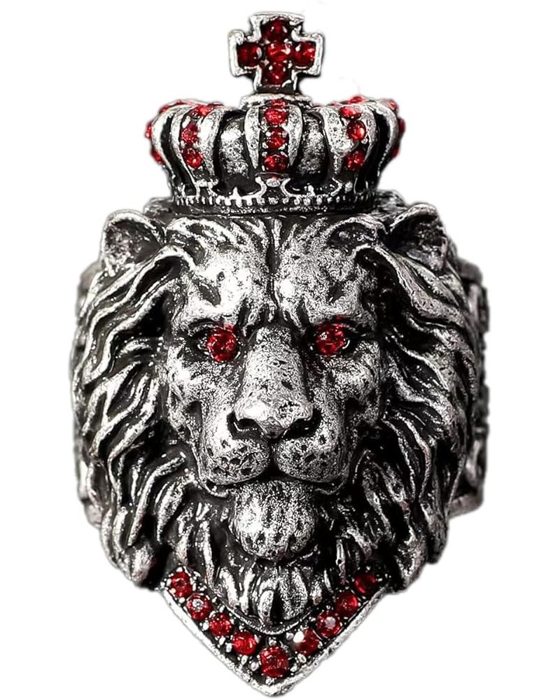 Men's Rings for Men Women Silver plated Brass Ductile Material Open Rings Adjustable Gifts for Boys Girls Lion B $5.62 Rings