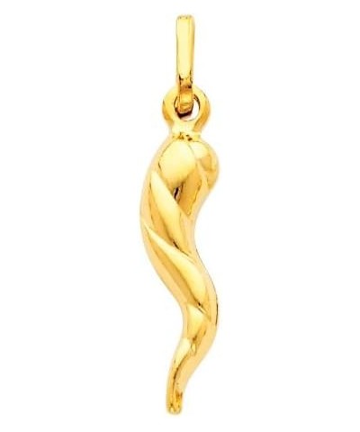 14k Yellow Gold Twisted Cornicello Italian Horn Pendant with 0.9mm Cable Chain Necklace 22.0 Inches $52.40 Necklaces